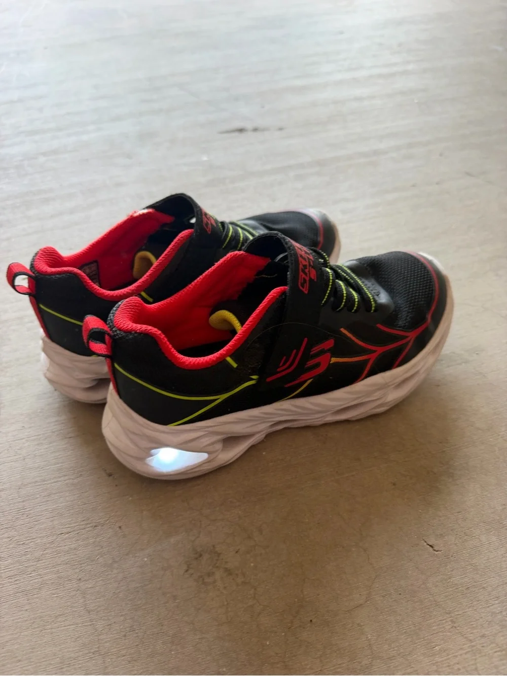 Skechers Kids S-Lights Light-Up Sneakers - Black / Red / Lime